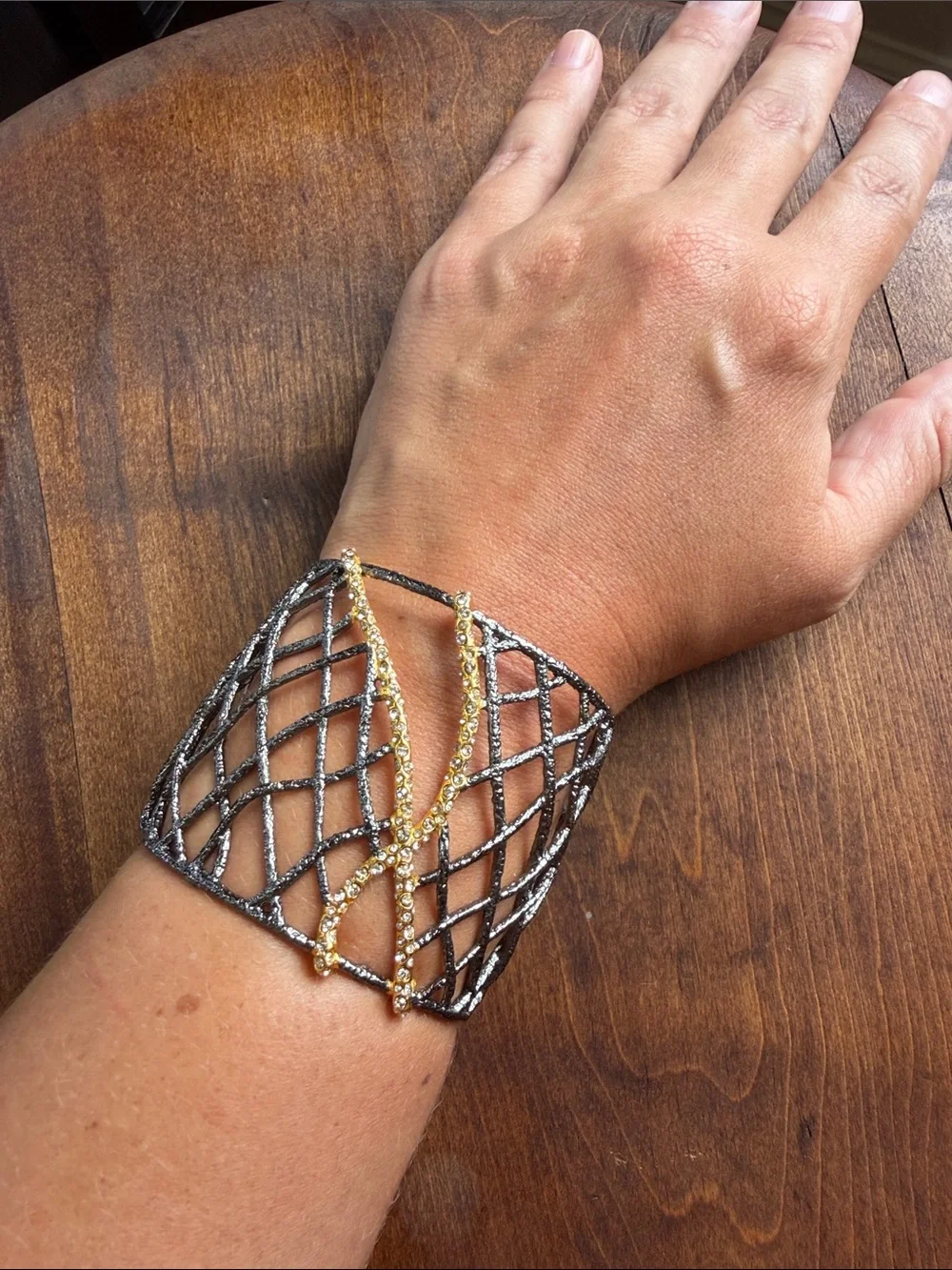 Vintage Alexis Bittar Pave-Accented Woven Cuff